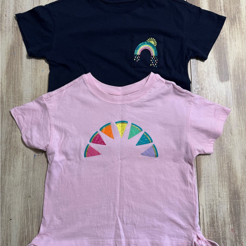 Lands' End Kids Rainbow T-Shirts - Pink and Navy